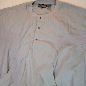 Vintage 1/4 Button Henley Grandpa Style Mens Shirt Large Gray Pockets